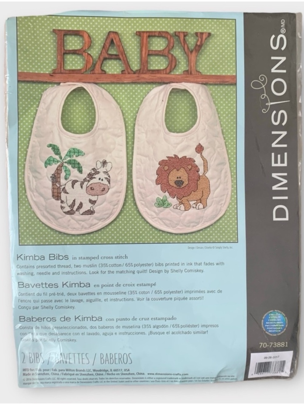 Dimensions Jungle Themed Kimba Bibs Cross
Stitch Baby Bib Kit Lion Zebra